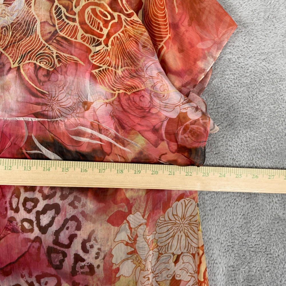 Dressbarn Blouse Womens XL Pink Floral Leopard Y2K Fairycore Sheer Boho Top - Picture 7 of 8